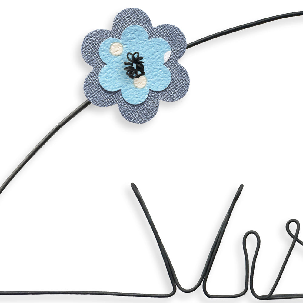 Message coloré en fil de fer - Oiseau - Bleu : Vis tes rêves - environ 37 x 48 cm - Bijoux de mur