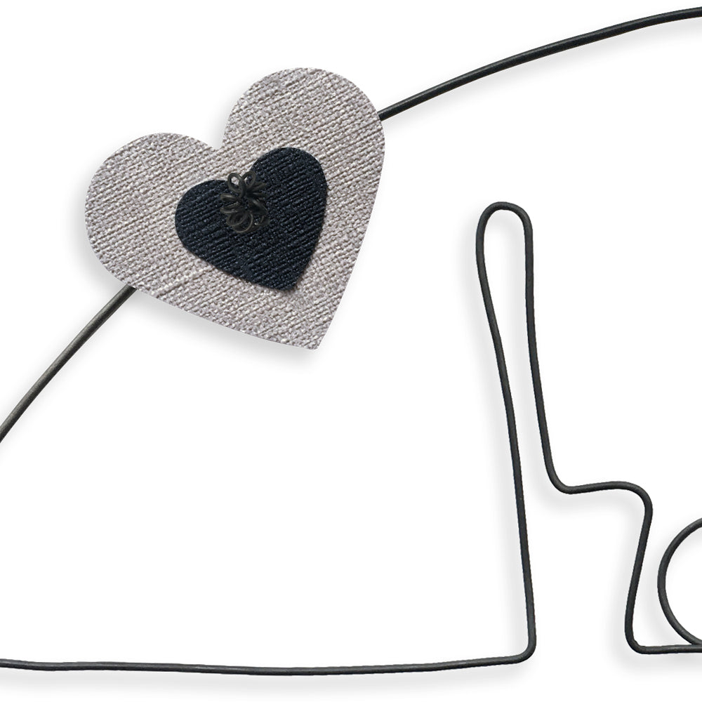 Message coloré en fil de fer - Coeur - Noir : Home sweet home - environ 37 x 47 cm - Bijoux de mur