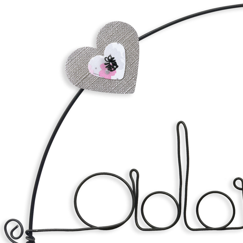 Message coloré en fil de fer - Chat - Rose : Adorable - environ 29 x 33 cm - Bijoux de mur