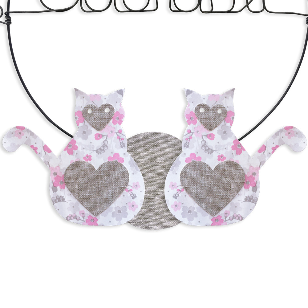 Message coloré en fil de fer - Chat - Rose : Adorable - environ 29 x 33 cm - Bijoux de mur