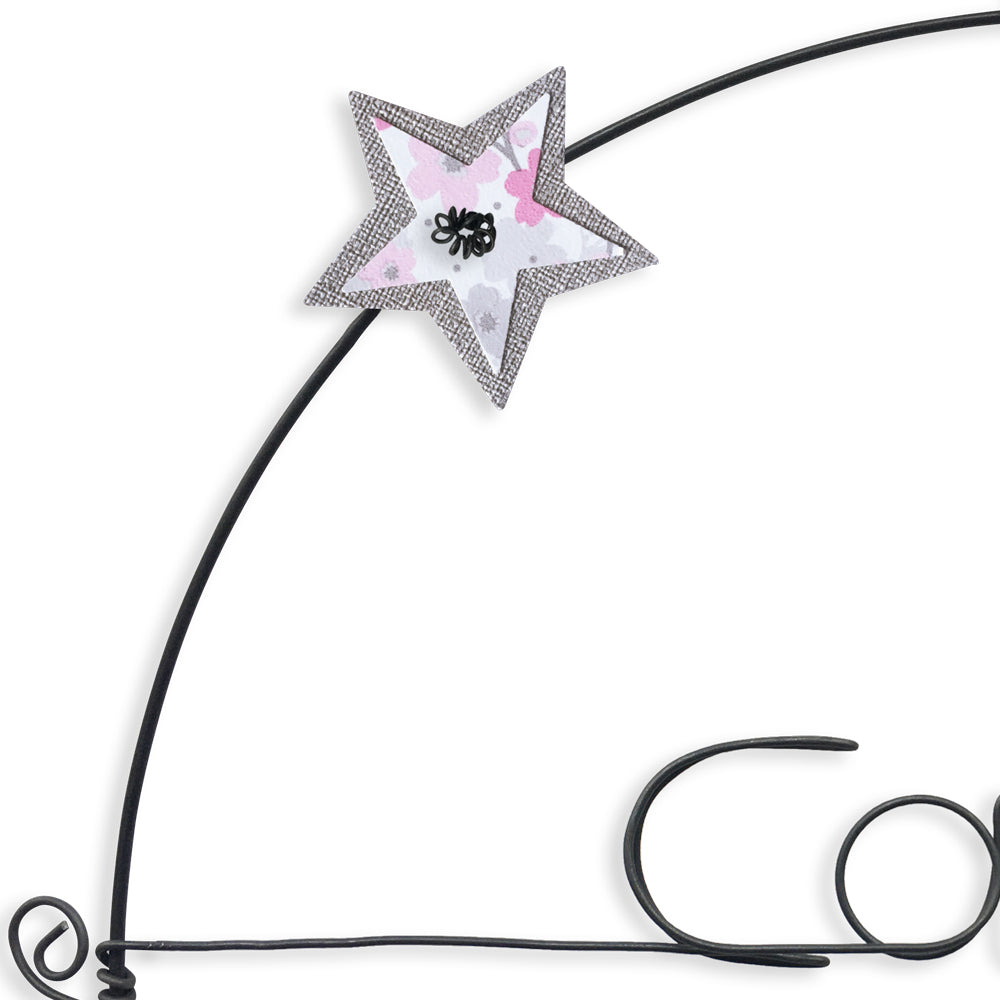 Message coloré en fil de fer - Chouette - Rose : Câlin - environ 29 x 33 cm - Bijoux de mur