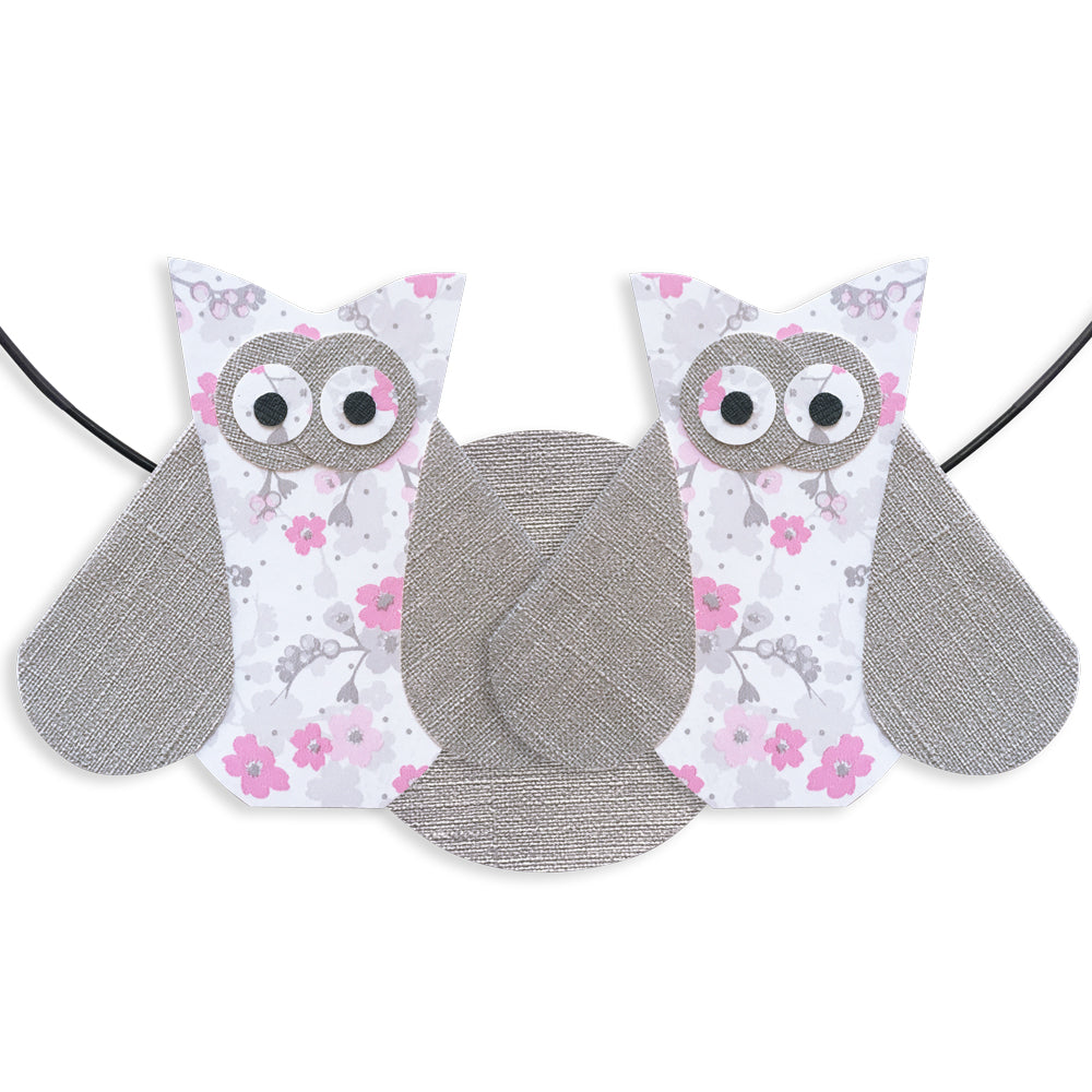 Message coloré en fil de fer - Chouette - Rose : Câlin - environ 29 x 33 cm - Bijoux de mur