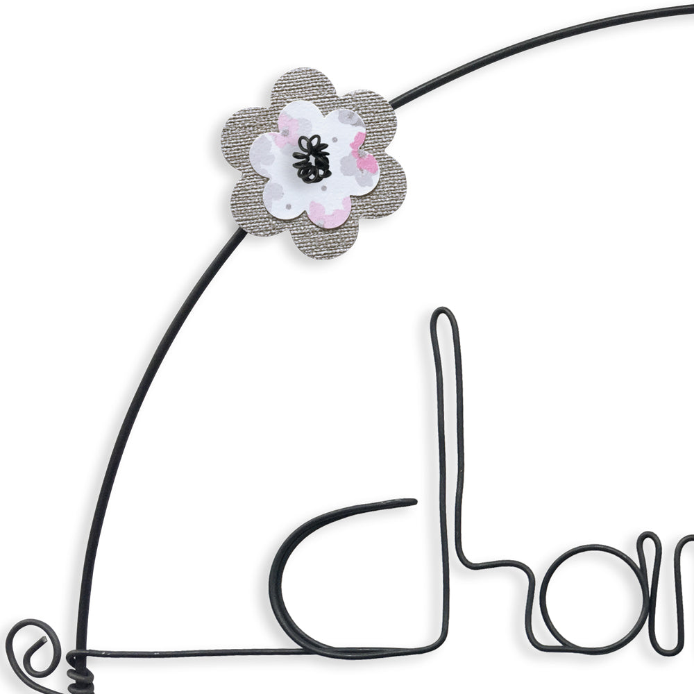 Message coloré en fil de fer - Oiseau - Rose : Chambre - environ 29 x 38 cm - Bijoux de mur