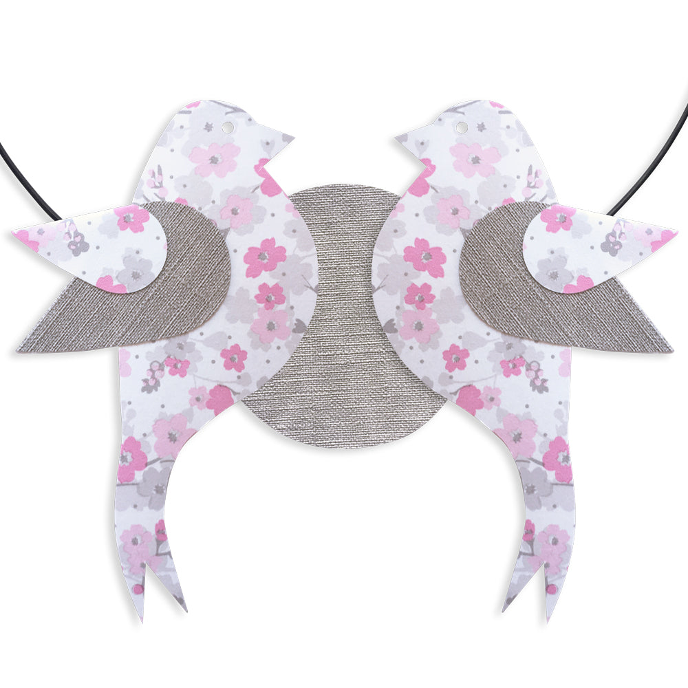 Message coloré en fil de fer - Oiseau - Rose : Chambre - environ 29 x 38 cm - Bijoux de mur