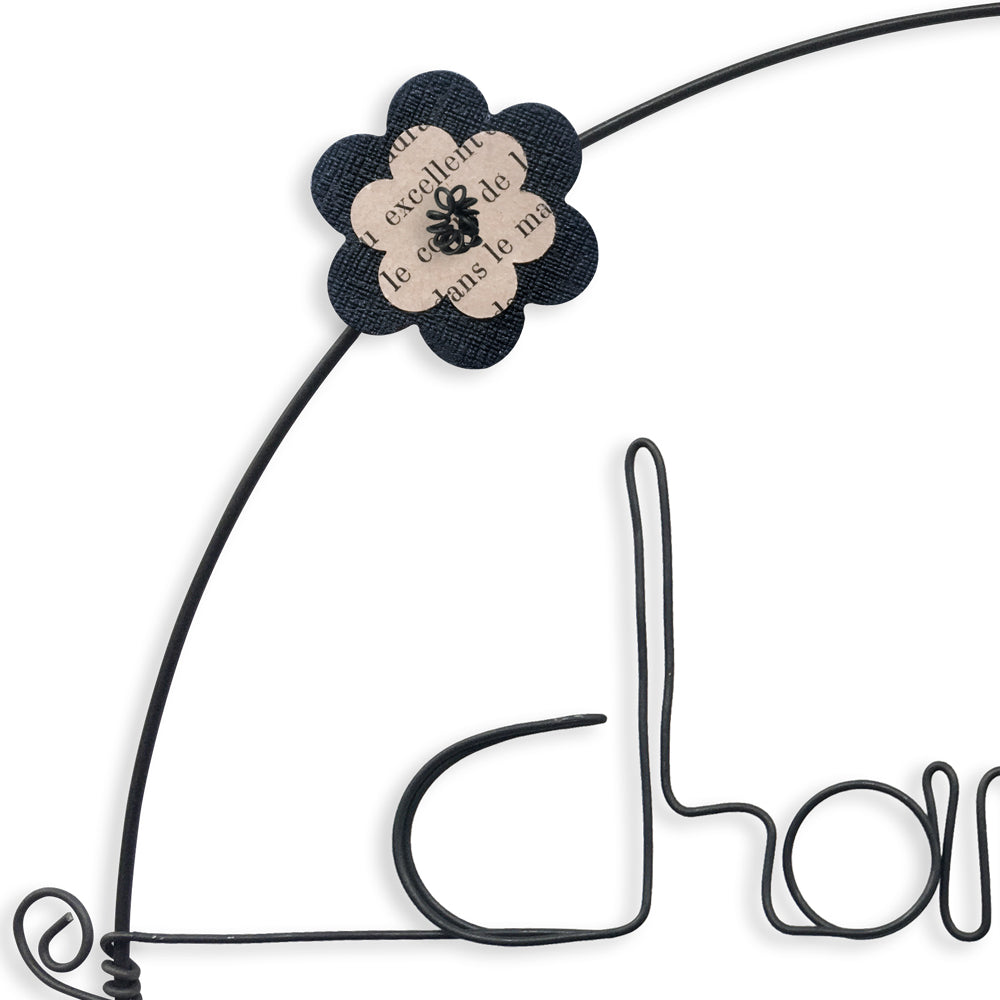 Message coloré en fil de fer - Oiseau - Noir : Chambre - environ 29 x 38 cm - Bijoux de mur