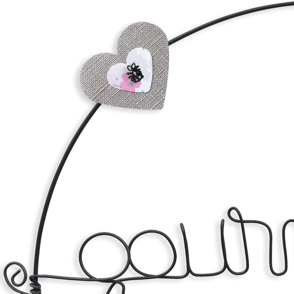 Message coloré en fil de fer - Cupcake - Rose : Gourmande - environ 29 x 35 cm - Bijoux de mur