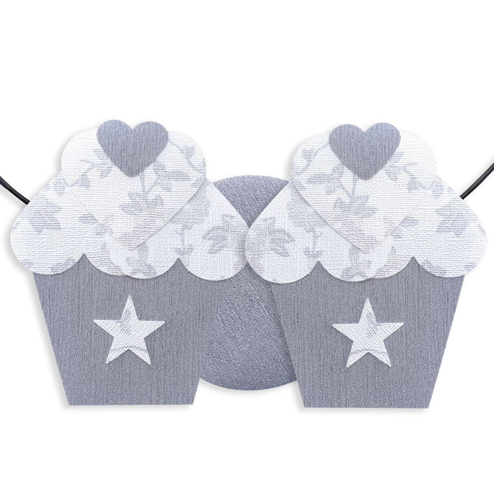 Message coloré en fil de fer - Cupcake - Blanc : Cuisine - environ 29 x 35 cm - Bijoux de mur