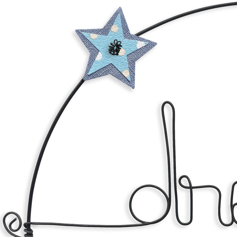 Message coloré en fil de fer - Etoile - Bleu : Dream - environ 29 x 34 cm - Bijoux de mur
