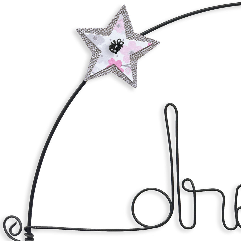 Message coloré en fil de fer - Etoile - Rose : Dream - environ 29 x 34 cm - Bijoux de mur