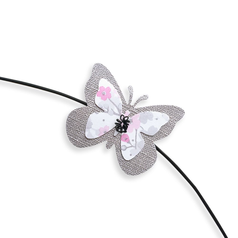Prénom Alix en fil de fer - Papillon rose - Bijoux de mur