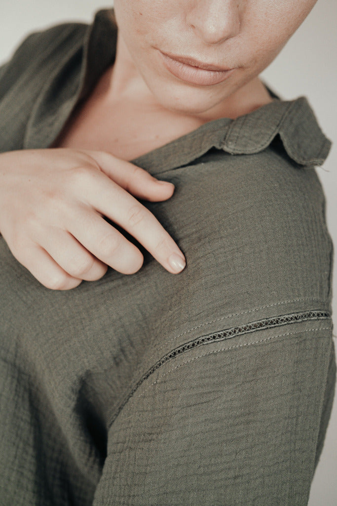 CHEMISE EN GAZE DE COTON BLANCHE ~ AWAN