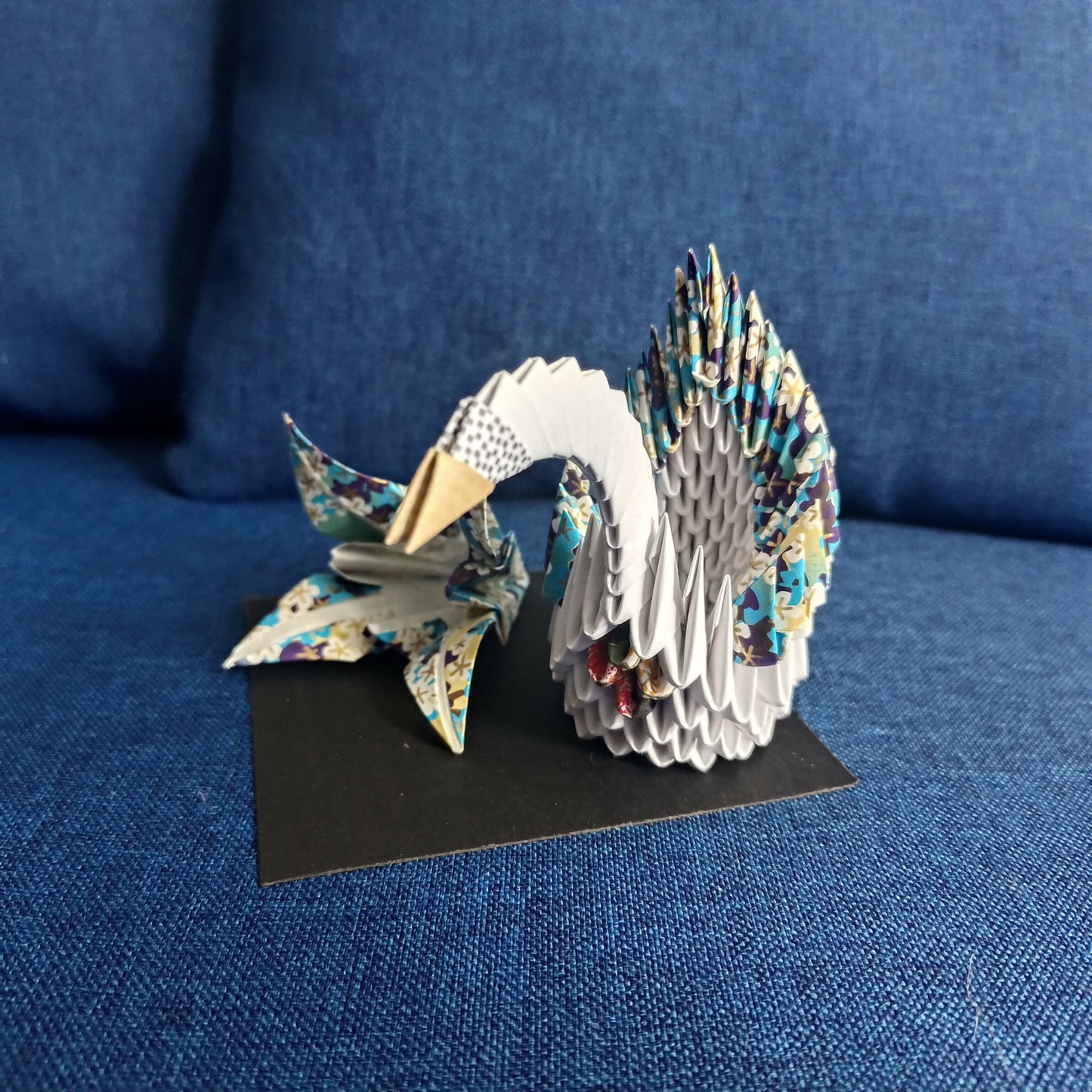 Ensemble origami cygne et fleur de lys