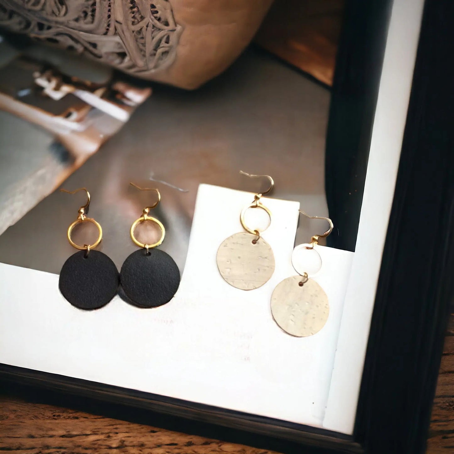 Boucles d'oreilles en liège ou cuir de cactus Lalie Karmyliege