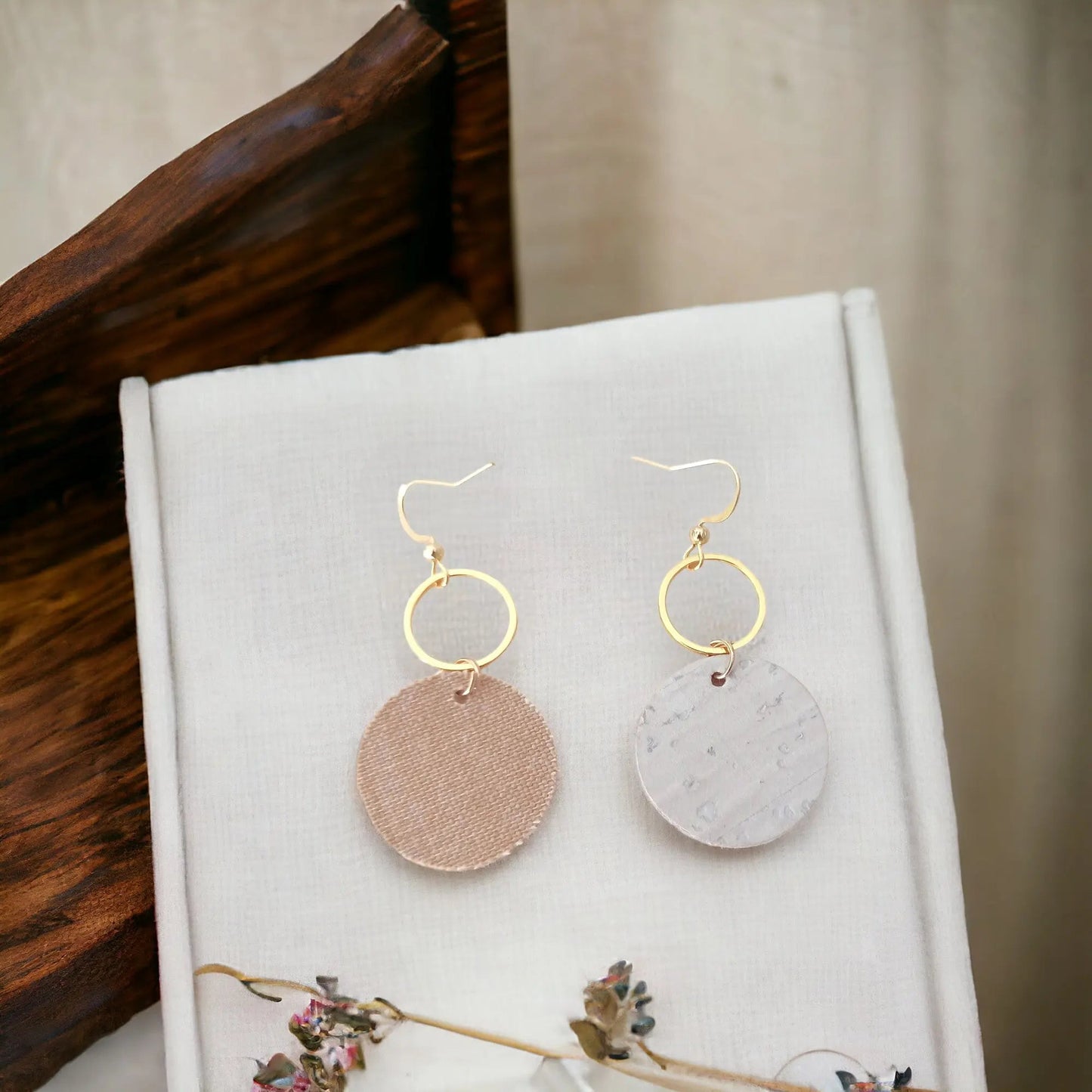 Boucles d'oreilles en liège ou cuir de cactus Lalie Karmyliege
