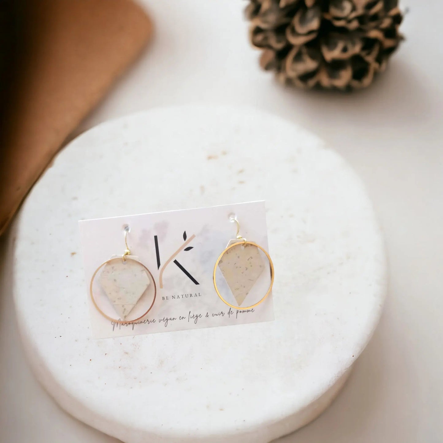 Boucles d'oreilles en liège ou cuir de pomme, ROSA Karmyliege