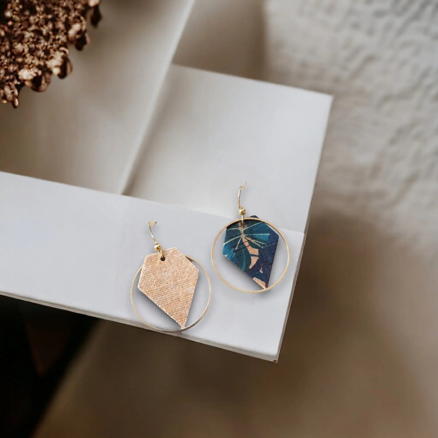 Boucles d'oreilles en liège ou cuir de pomme, ROSA Karmyliege