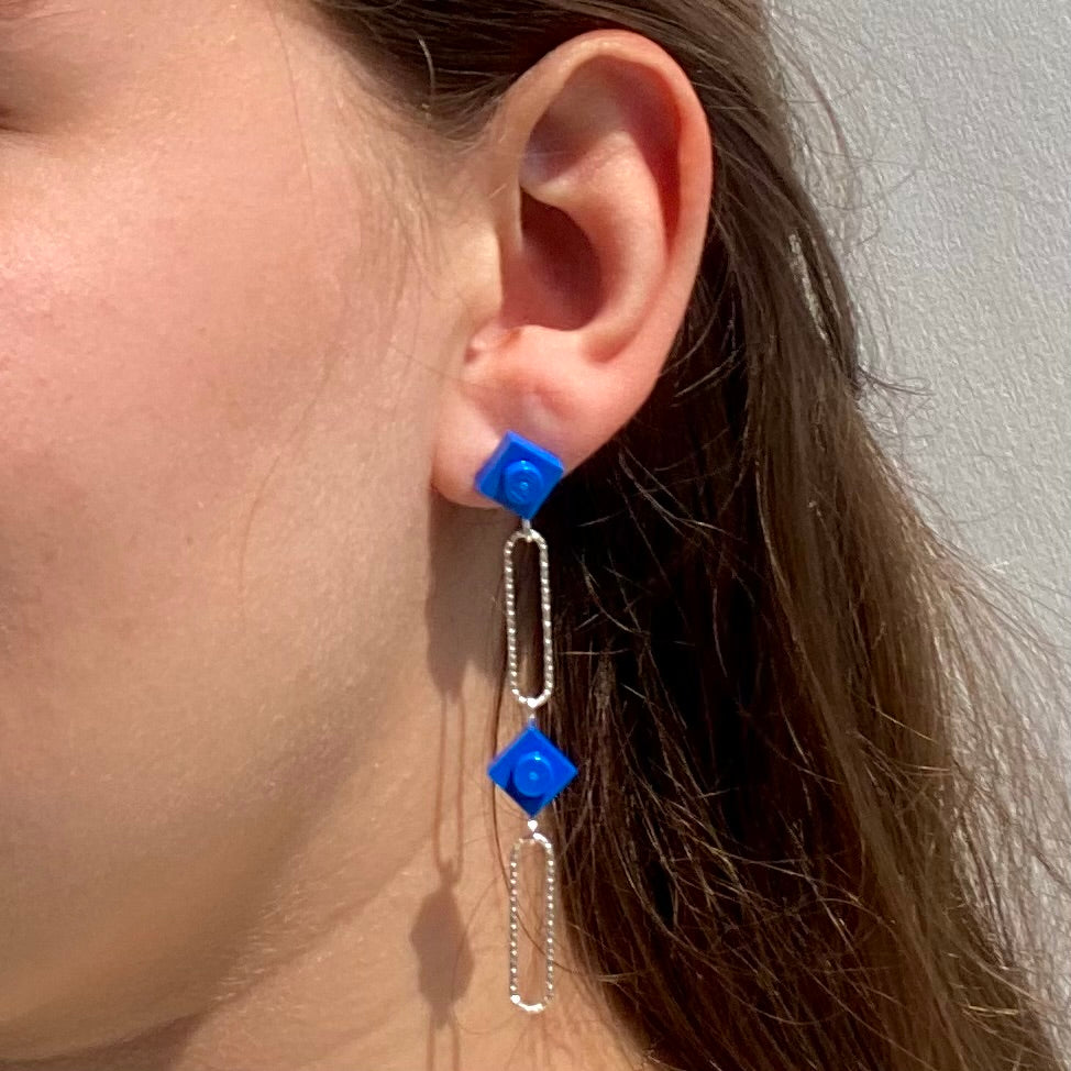 Boucles d'oreilles longues argentées - Les Voltigeuses