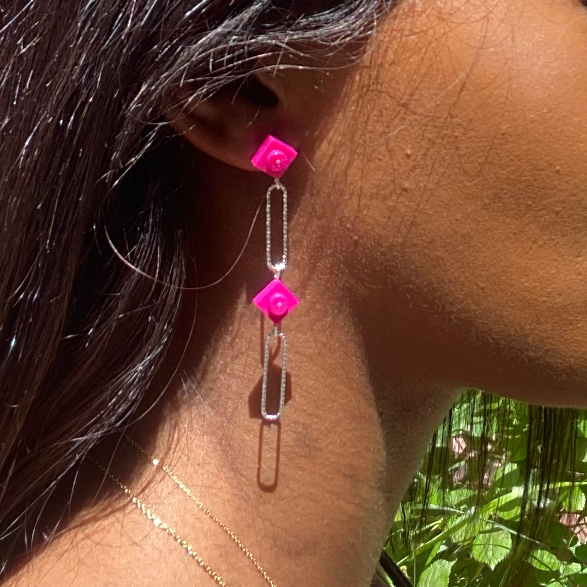 Boucles d'oreilles longues argentées - Les Voltigeuses