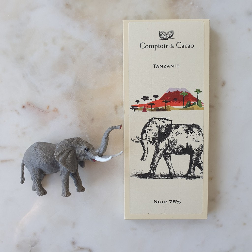 Comptoir du cacao 75% de cacao - Tanzanie chocolaterie française tablette de chocolat noir fête des pères fête des mères chocolatier chocolat équitable chocolat noir chocolat livraison chocolat d'origine chocolat artisanal chocolat