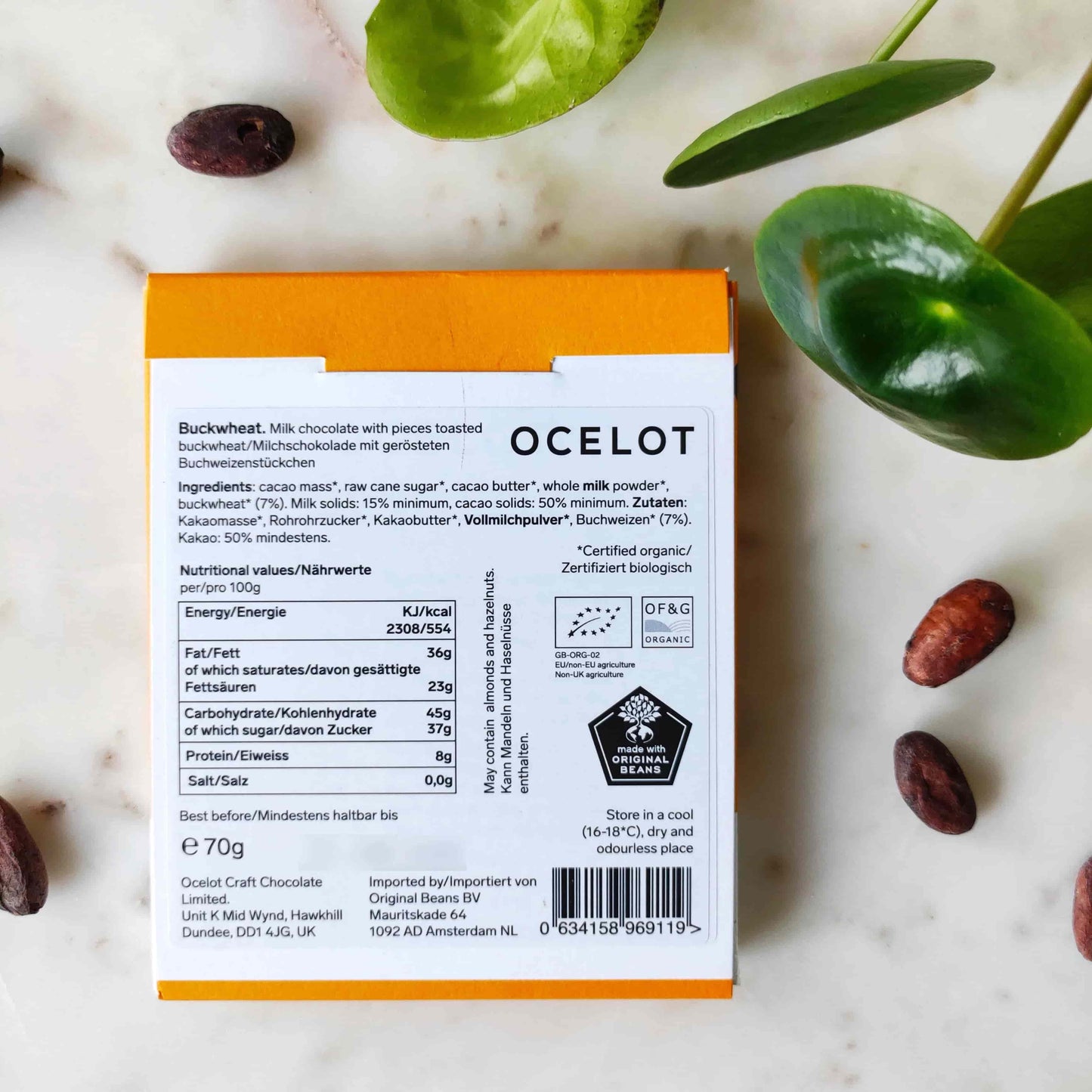 Chocolat au lait Ocelot, 55% cacao, inclusions, sarrasin grillé, Amelonado, femme, Congo, mariage des saveurs, croquant, puissant, étonnant Edit alt text