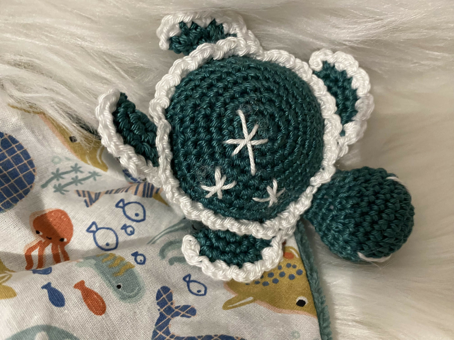 DOUDOU TORTUE VERTE ET BLANCHE 2