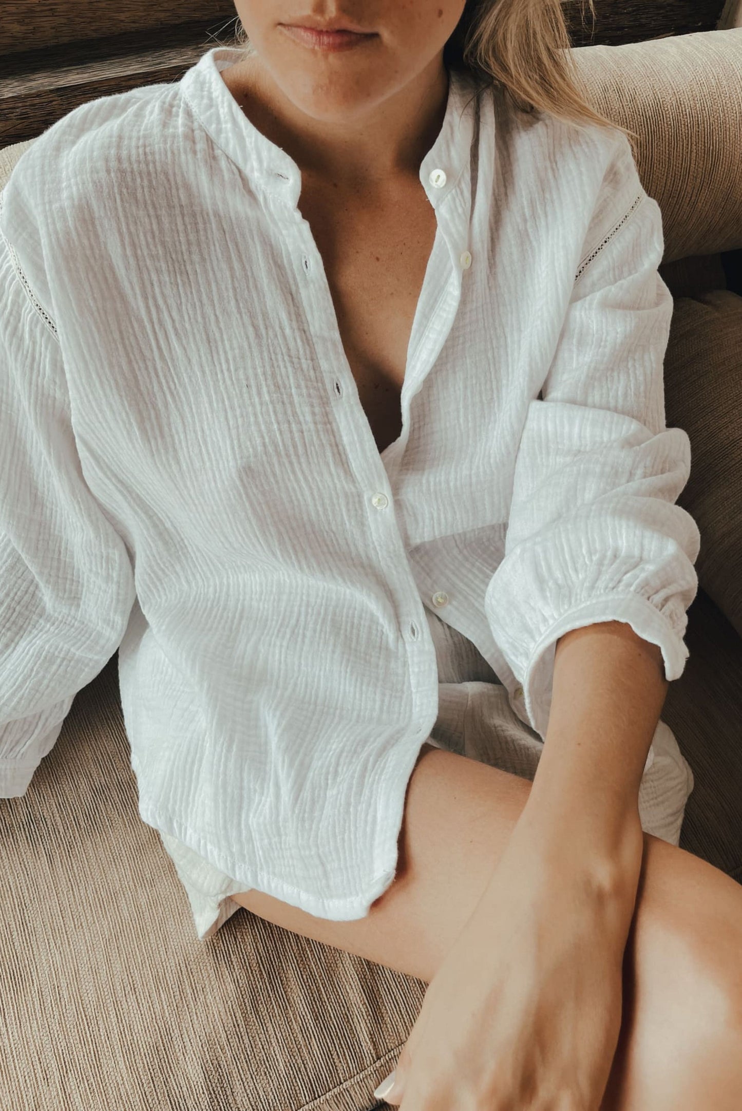 BLOUSE EN GAZE DE COTON BLANCHE ~ AWAN