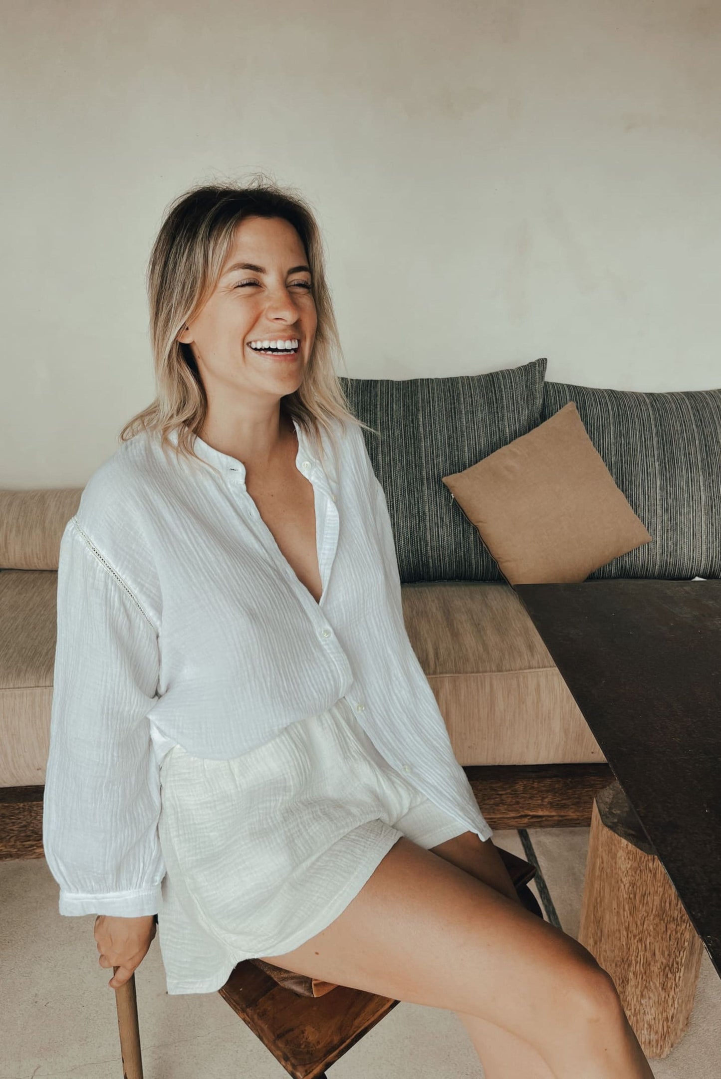 BLOUSE EN GAZE DE COTON BLANCHE ~ AWAN