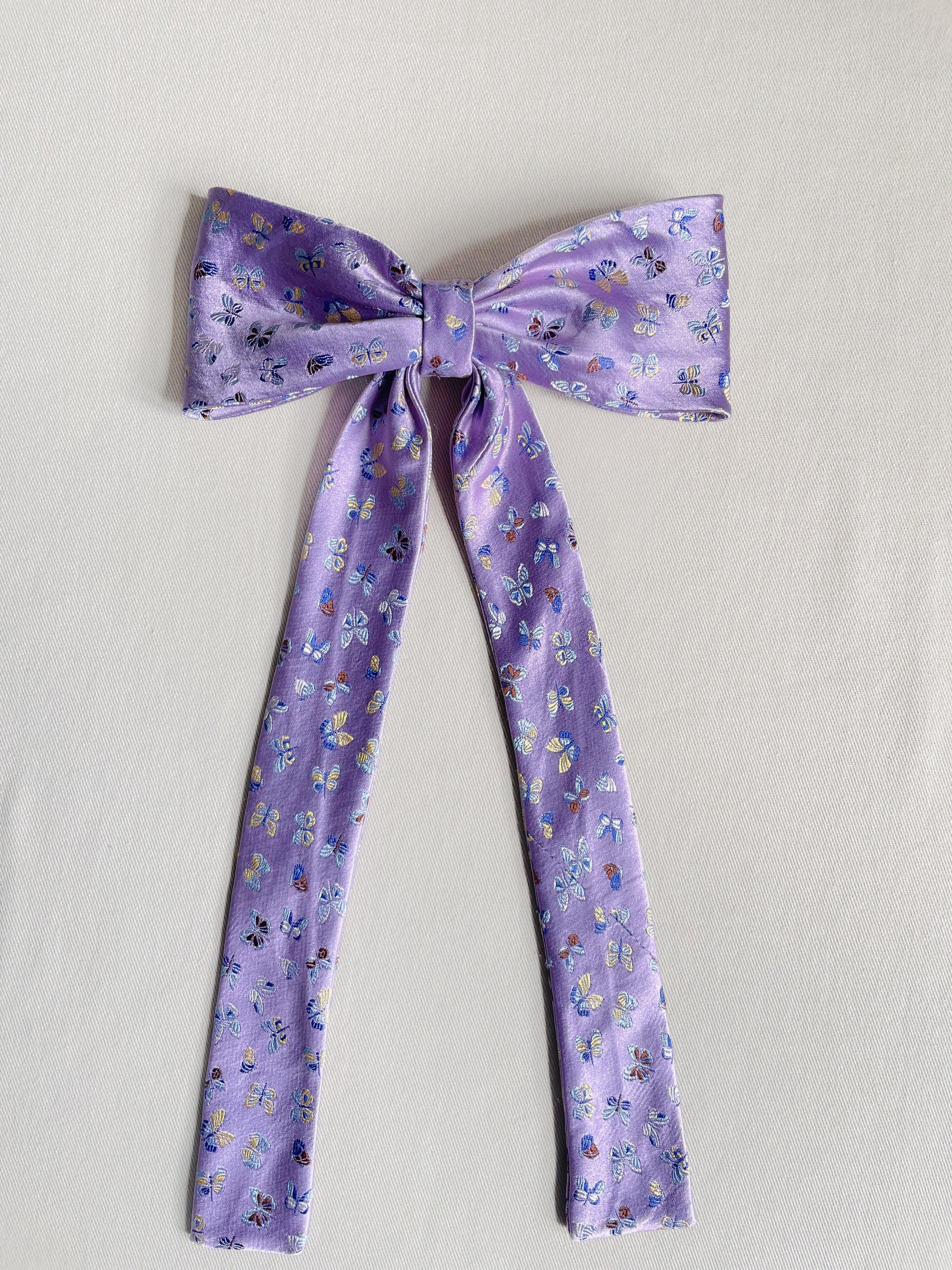Barrette Nœud Upcyclé 'Ballet Violet' (grand)