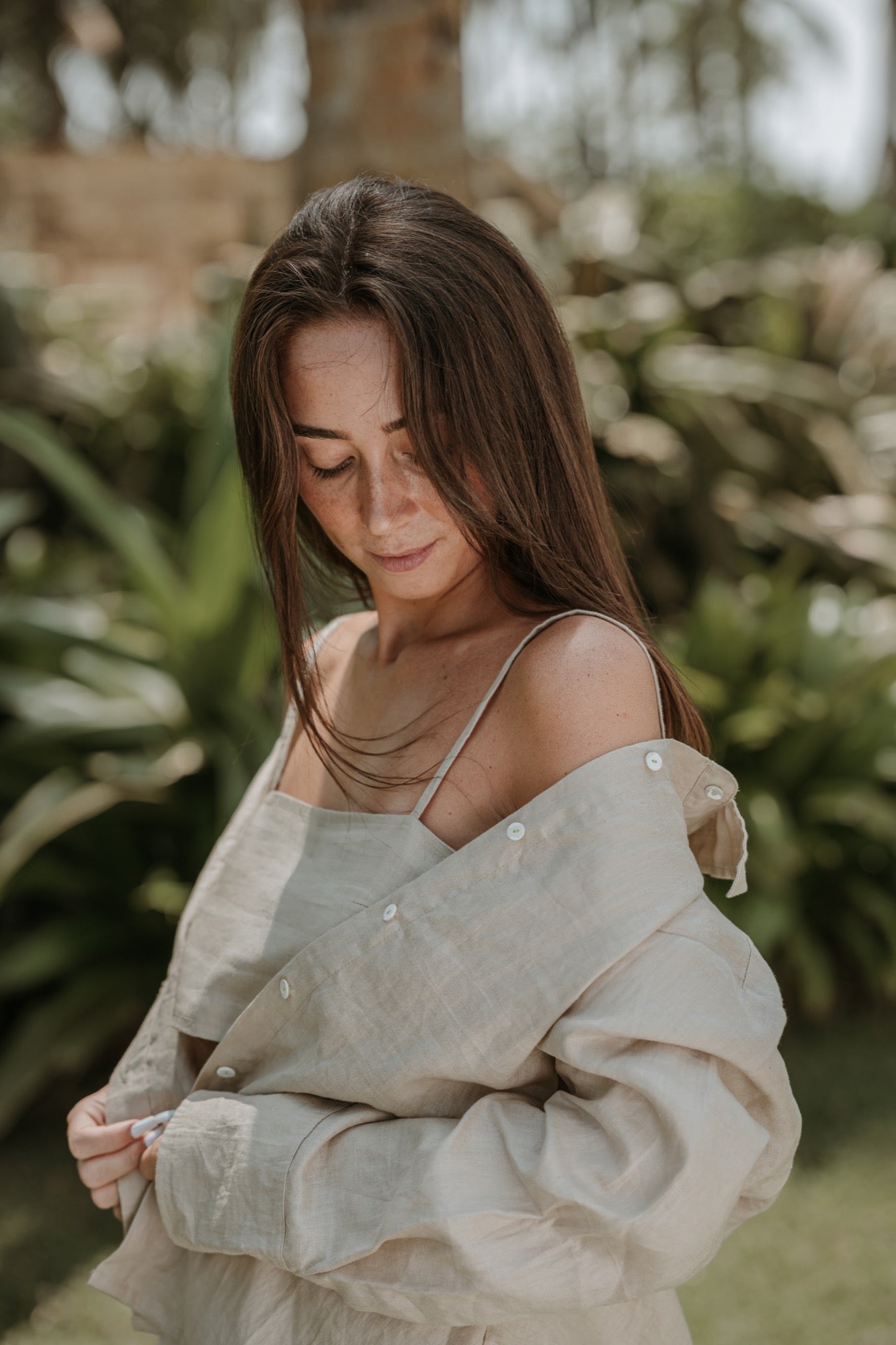 TOP EN LIN BEIGE NATUREL ~ PRIA
