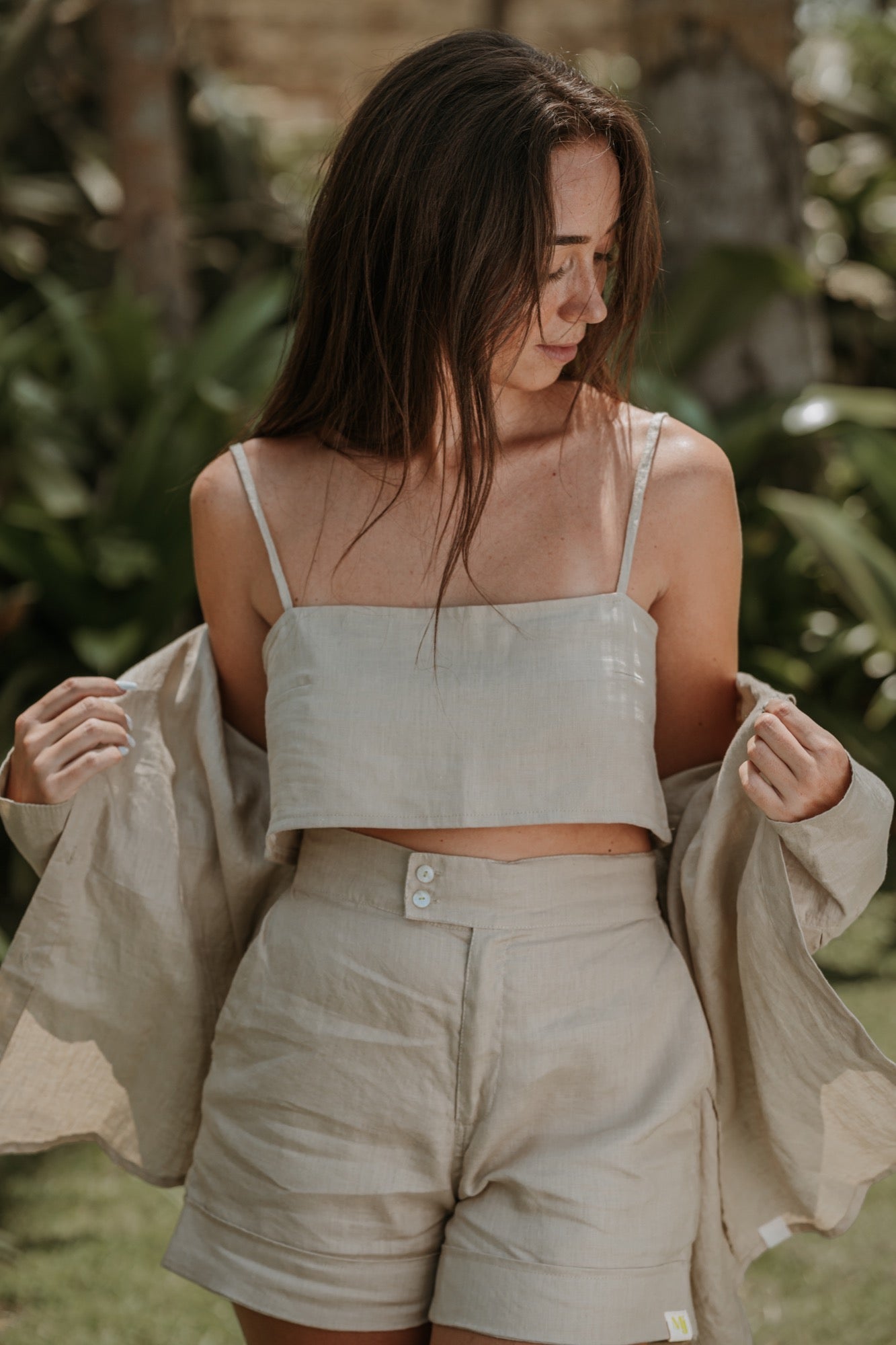 TOP EN LIN BEIGE NATUREL ~ PRIA