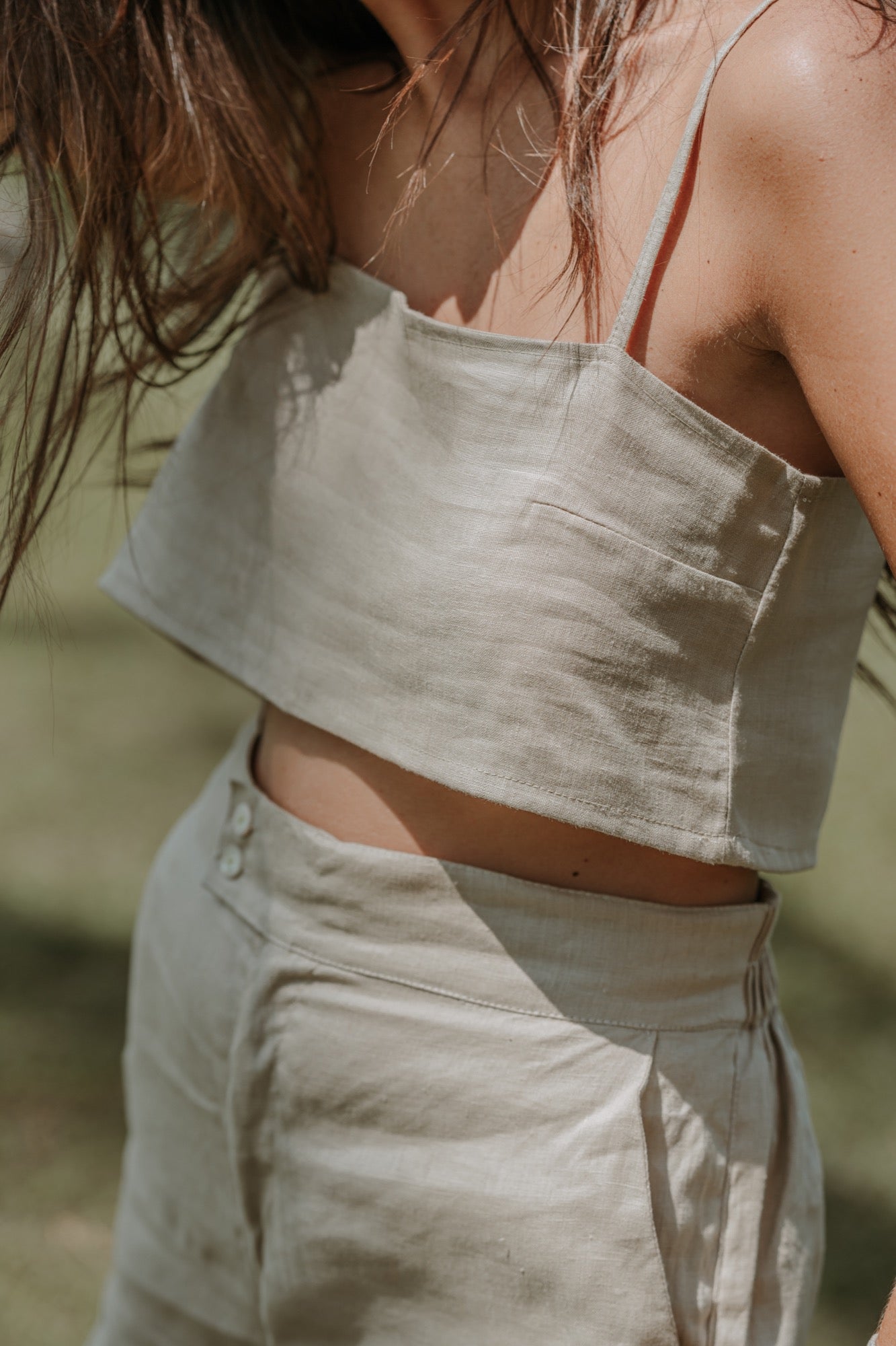 TOP EN LIN BEIGE NATUREL ~ PRIA