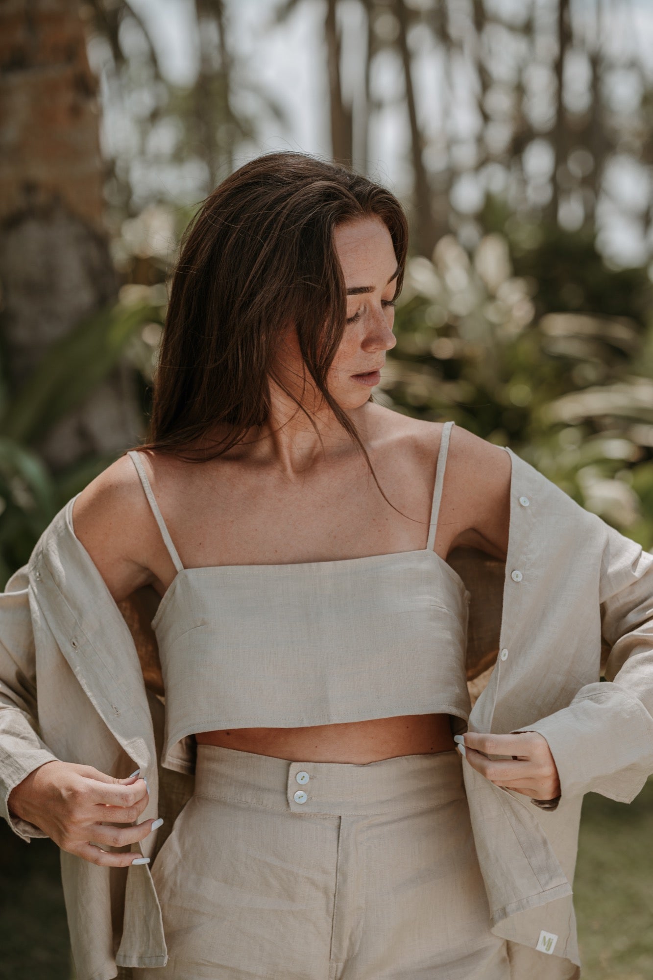 TOP EN LIN BEIGE NATUREL ~ PRIA
