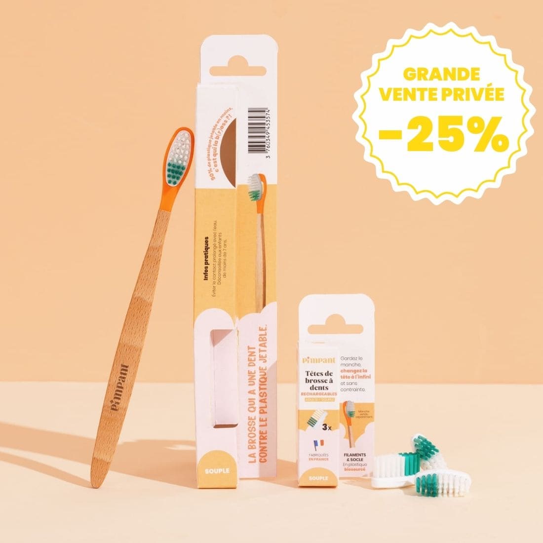 Pack 1 an Brosse à Dents à Tête Rechargeable (poils souples)