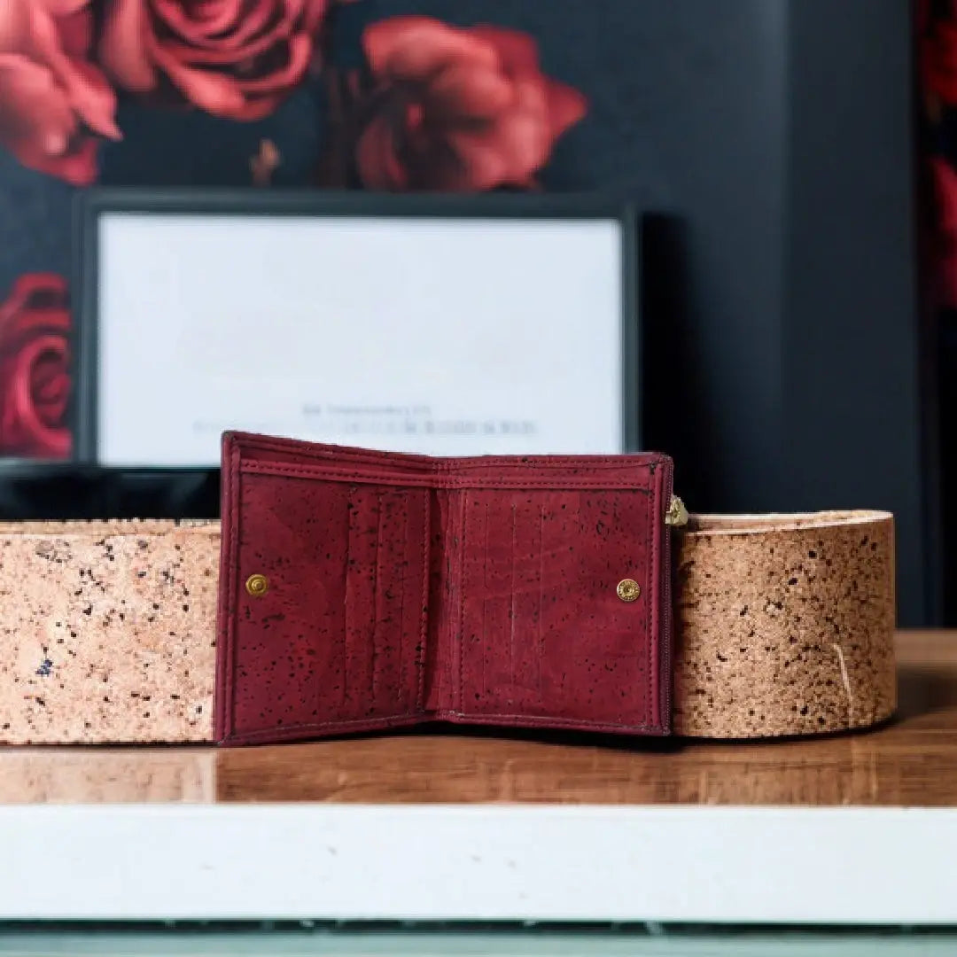 Petit porte-monnaie Lola en cuir de pomme ou liège Karmyliege