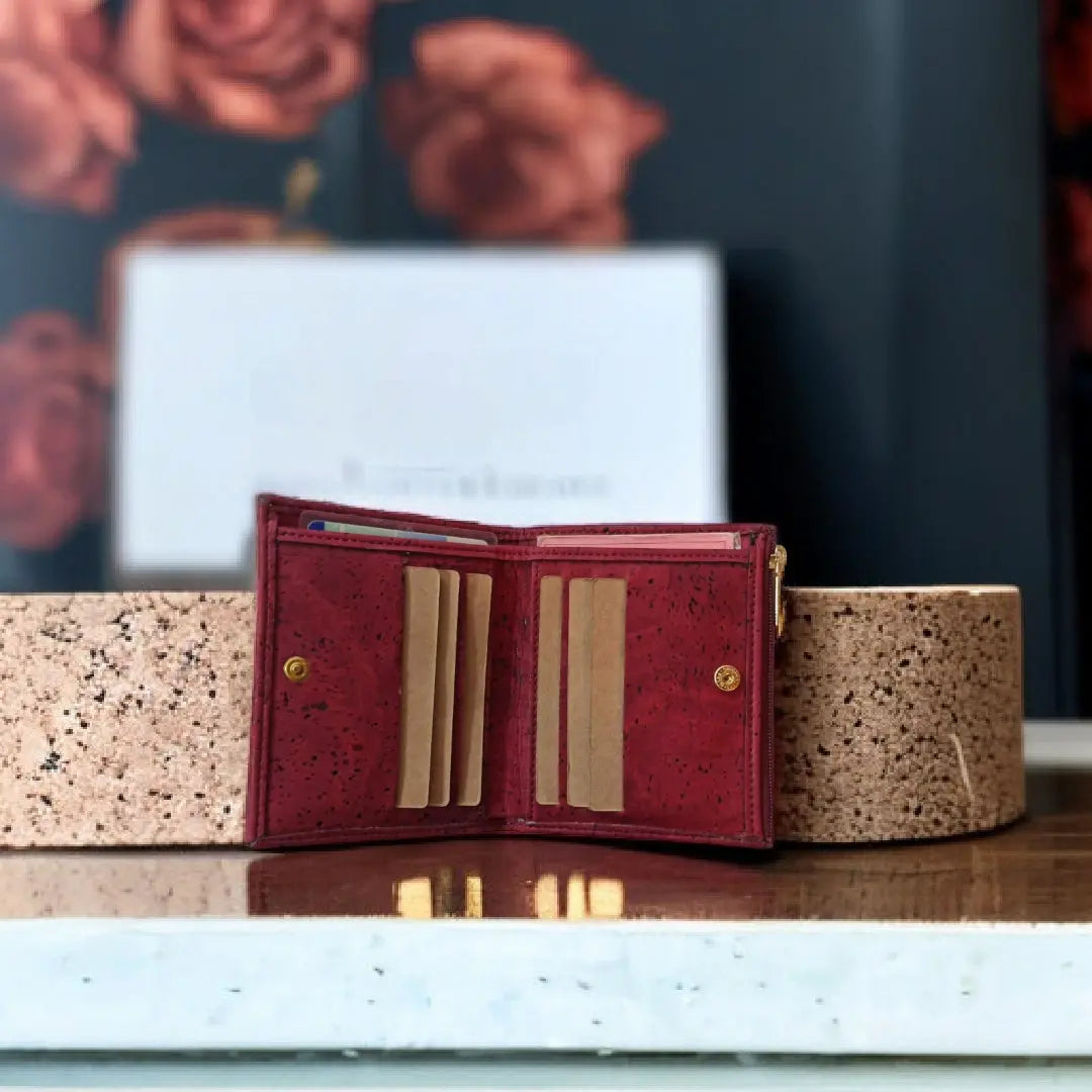 Petit porte-monnaie Lola en cuir de pomme ou liège Karmyliege