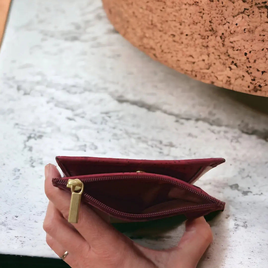 Petit porte-monnaie Lola en cuir de pomme ou liège Karmyliege