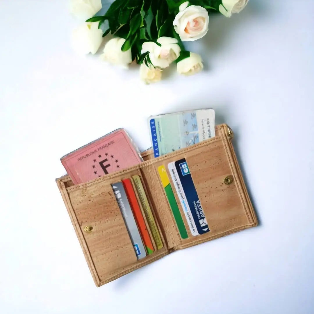 Petit porte-monnaie Lola en cuir de pomme ou liège Karmyliege