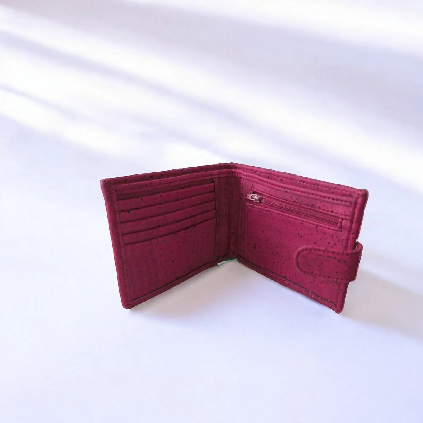Portefeuille en liège avec zip, Roman bordeaux Karmyliege