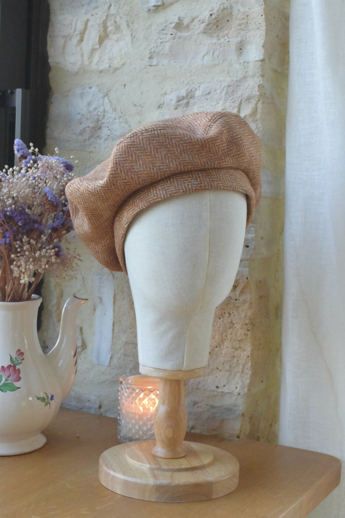 beret-laine-marron-brun-chevron-chic-ethique-artisanale-fait-main-tendance-upcycling
