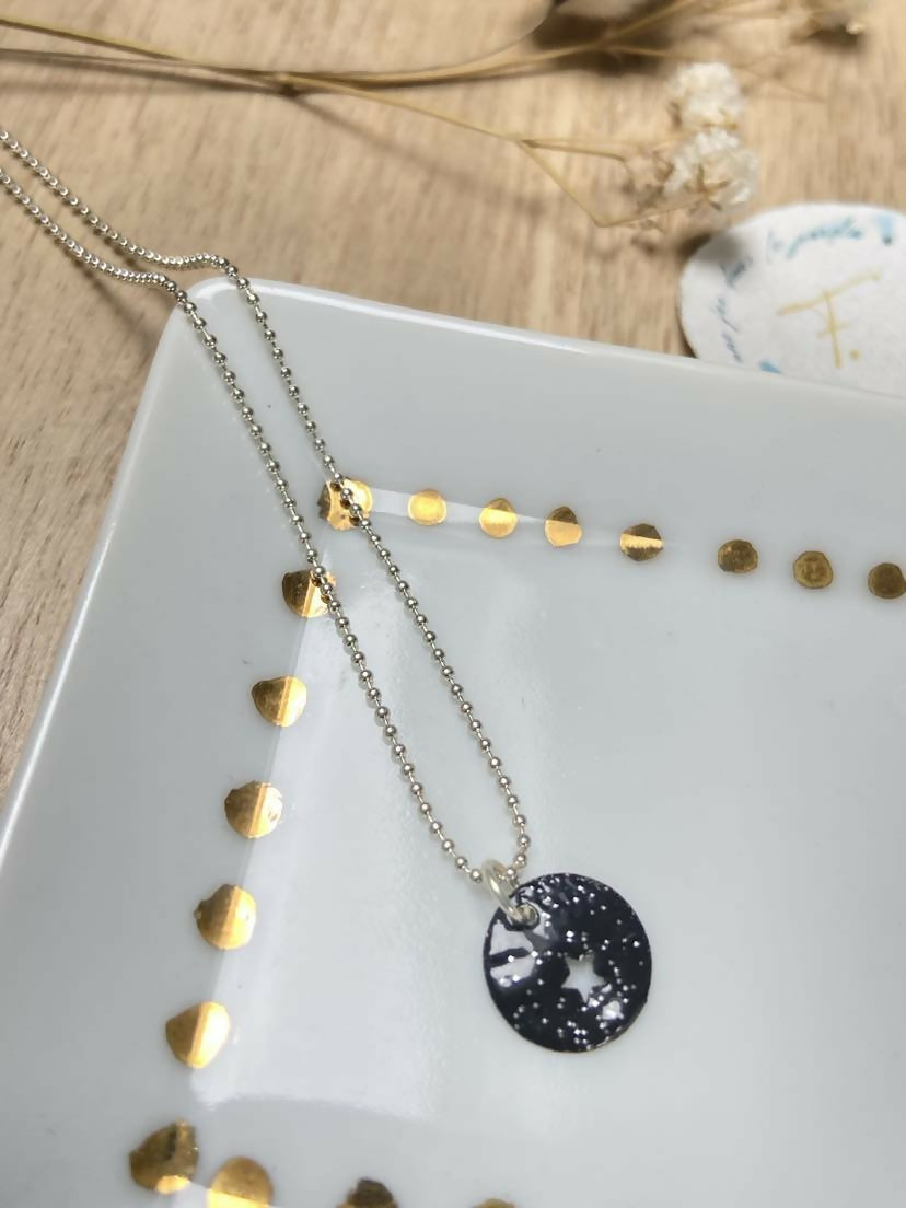 COLLIER céleste argt noir
