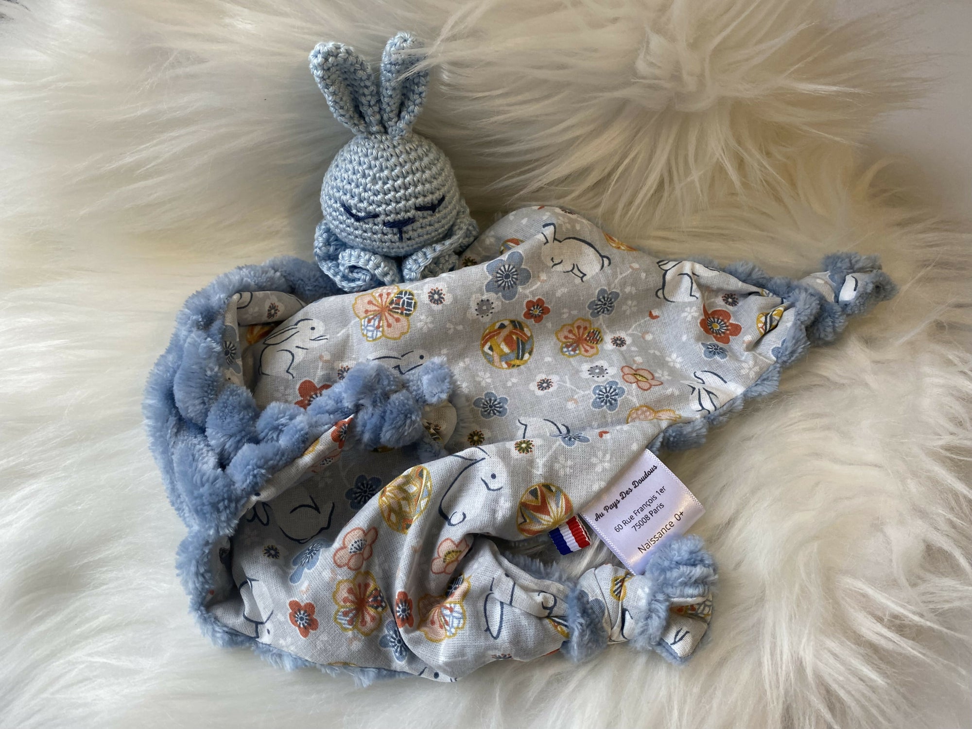 DOUDOU LAPIN BLEU MINCKY