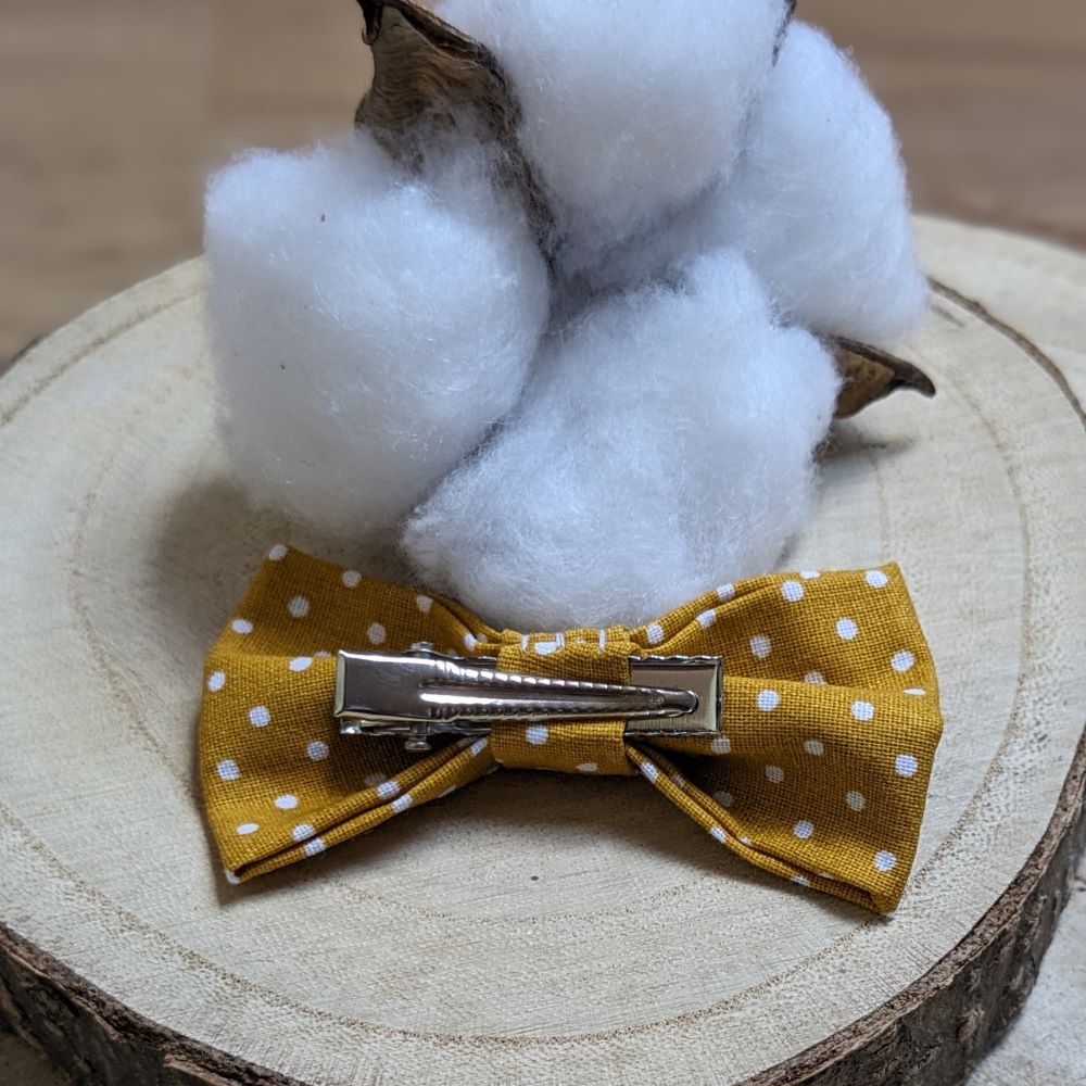 Barrette nœud en coton coloris au choix à pois