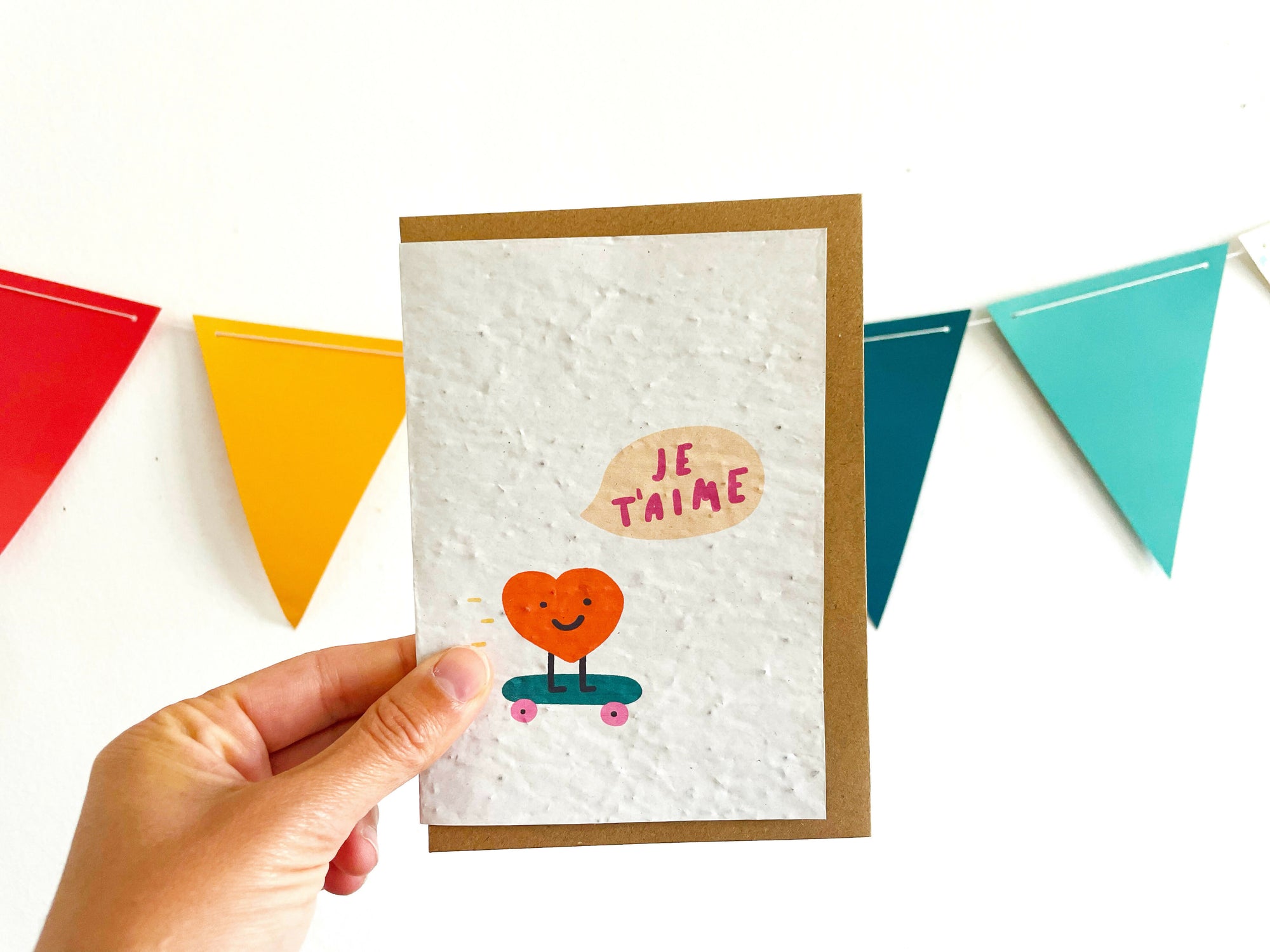 Carte à planter je t'aime coeur skate