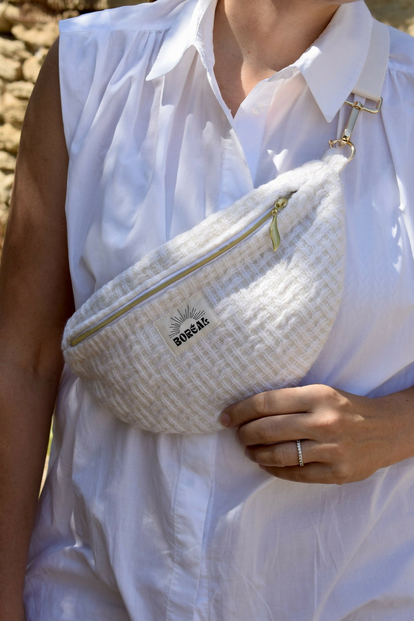 SAC BANANE HORTENSE TWEED ÉCRU