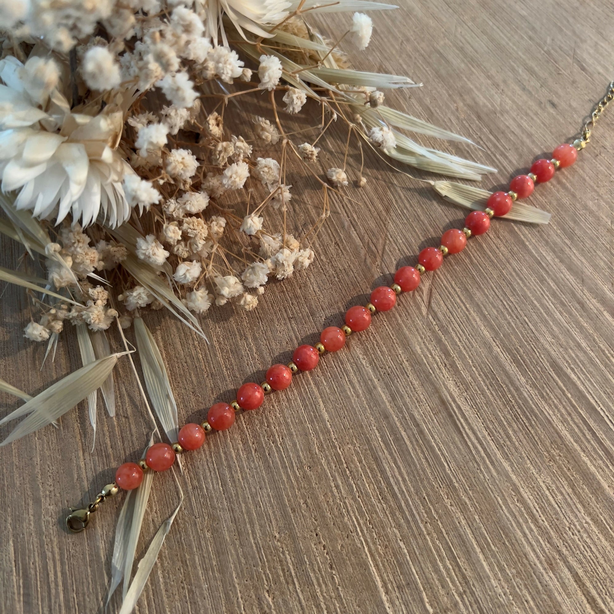 Bracelet en quartz orange - Finition dorée