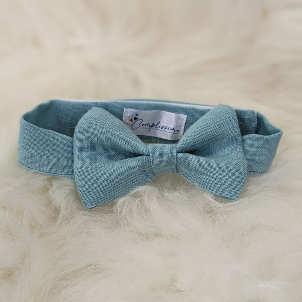 Noeud papillon enfant lin prévisible bleu lagon