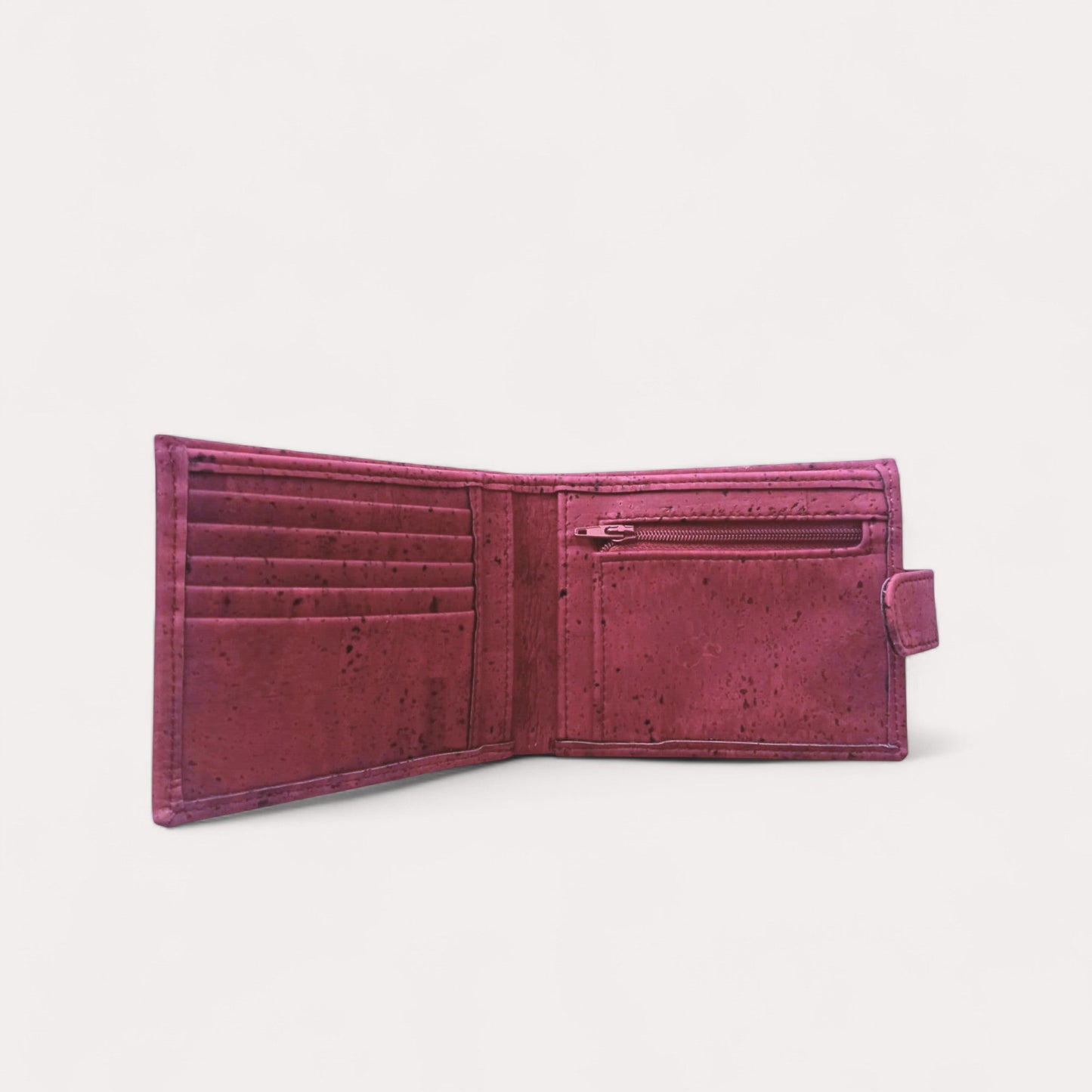 Portefeuille en liège avec zip, Roman bordeaux