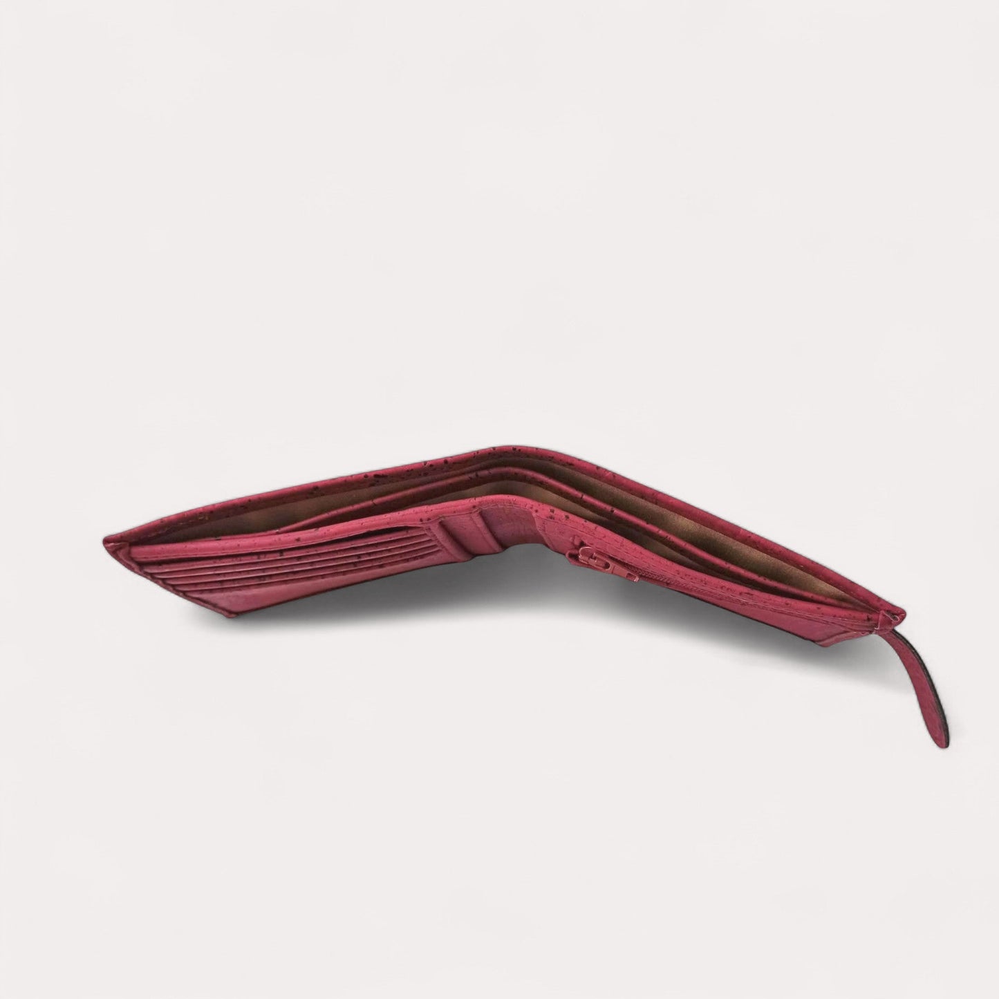 Portefeuille en liège avec zip, Roman bordeaux