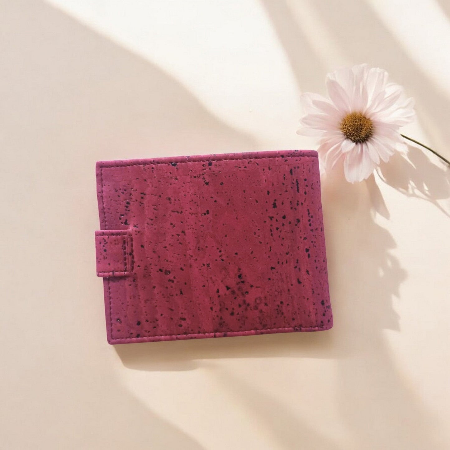 Portefeuille en liège avec zip, Roman bordeaux
