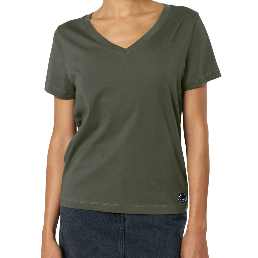 T-shirt femmes col V en coton bio